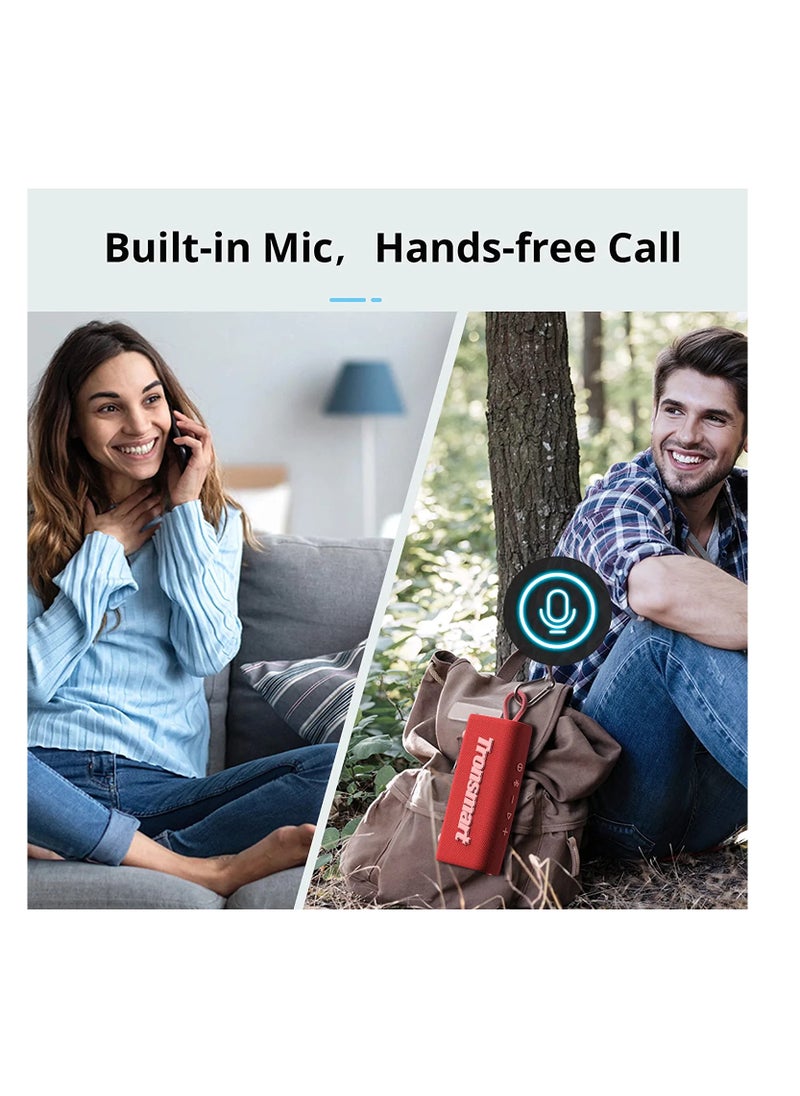 ترونسمارت Tronsmart Trip 10W Portable Bluetooth Wireless Waterproof Speaker, Bluetooth 5.3, IPX7 Waterproof, 20H Playtime Built-in Mic Red Colour  - Image 5