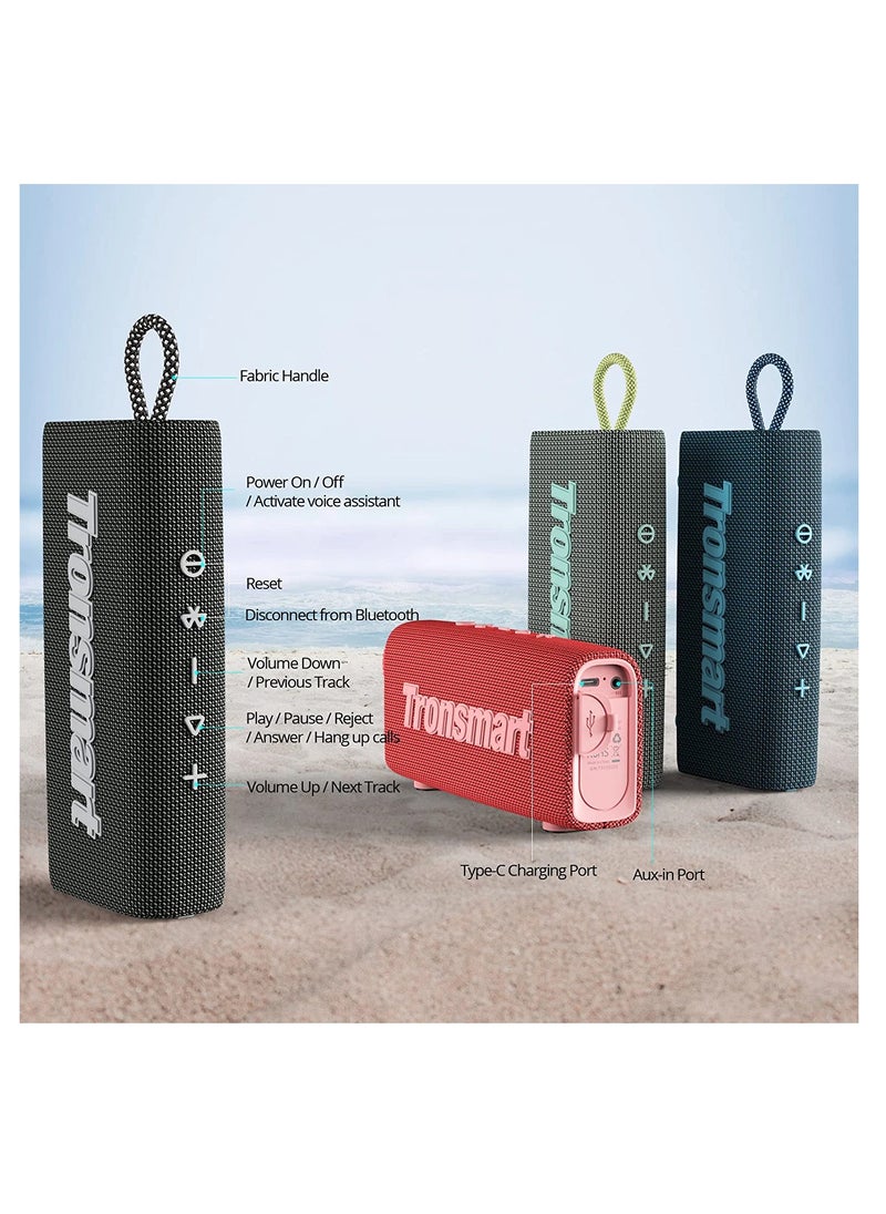 ترونسمارت - Tronsmart Trip 10W Portable Bluetooth Wireless Waterproof Speaker, Bluetooth 5.3, IPX7 Waterproof, 20H Playtime Built-in Mic Red Colour - Image 1