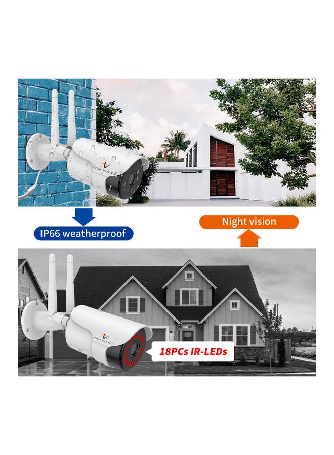 تومفيجن نظام مراقبة لاسلكي مع شبكة تسجيل الفيديو قابلة للتوسعة من 8 قنوات، نظام مكون من 4 قطع أبيض - Image 2