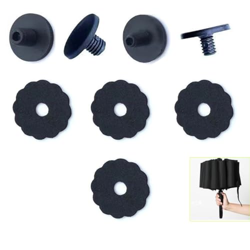 DraCra 4 Set Travel Umbrella Top Screw Cover Replacement 6mm + 8mm Thread End Cap Stopper Tip with Waterproof Gasket for Windproof Travel Umbrellas Stick Compact Umbrella Folding Umbrella Portable Automatic Umbrellas - Image 1