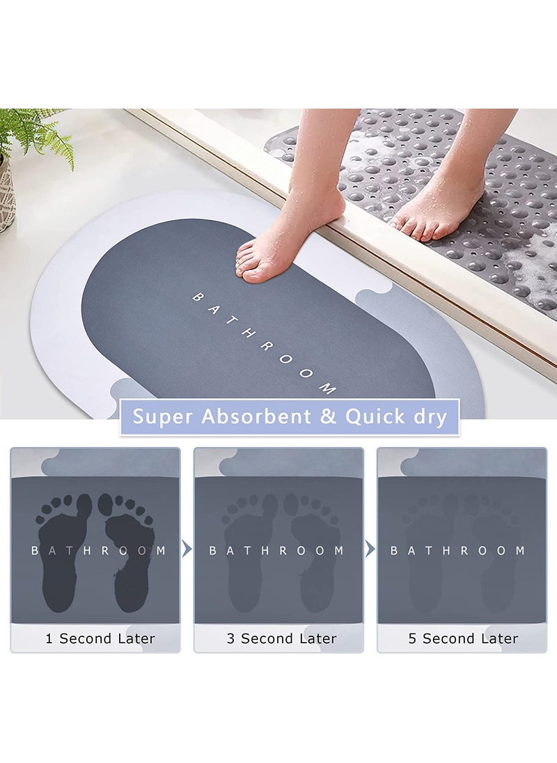 KBDev KBDev Bathroom Mat Door mat Rubber NonSlip Quick Dry Rugs Fit Under Door Super Absorbent Thin Washable Oval Floor Bath Mat for Bathroom 40x60cm  - Image 3