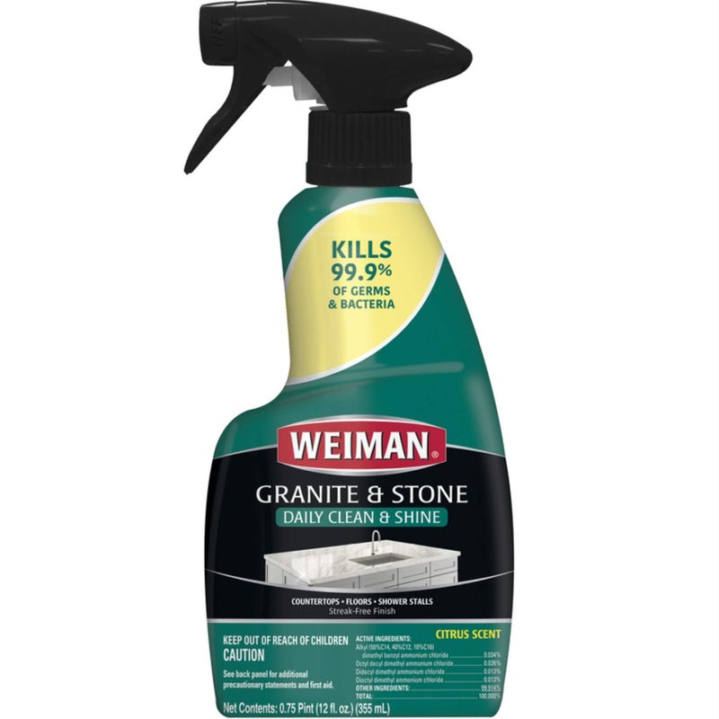 Weiman Granite Cleaner and Polish - 12 Fluid Ounce - Enhances Natural Color in Granite Quartz Marble Soap Stone and More - Image 1