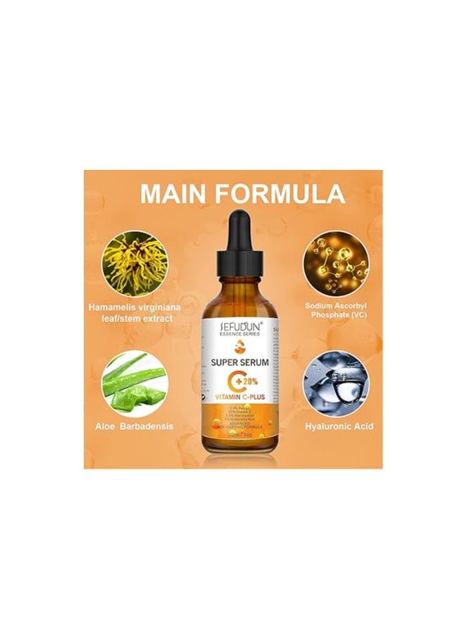 Sefudun - 20% Vitamin C Serum for Face with Hyaluronic Acid 1 Fl Oz, Anti Aging Facial Serum for Women & Men, Antioxidant, Boost Skin Collagen, Fades Dark Spot, Hydrate & Plump Skin, Anti Aging & Wrinkle - Image 1