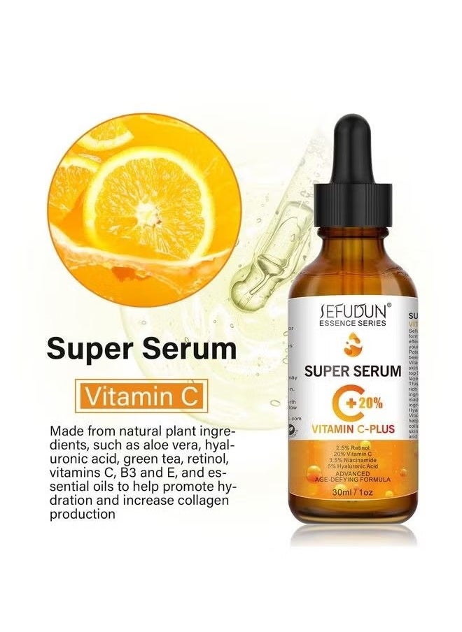 Sefudun - 20% Vitamin C Serum for Face with Hyaluronic Acid 1 Fl Oz, Anti Aging Facial Serum for Women & Men, Antioxidant, Boost Skin Collagen, Fades Dark Spot, Hydrate & Plump Skin, Anti Aging & Wrinkle - Image 1