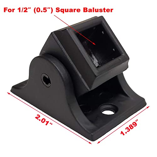 Decorex Hardware Baluster Screw Down Swivel Shoe with Set of Screws - for Use with 1/2" Square Iron Balusters - Set of 10 (Satin Black) - DH-61 - Image 3