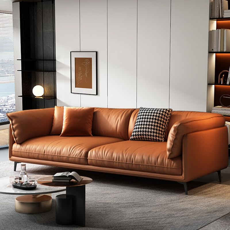 Comfynest Cushion Back Modern Wood Sofa Pillow Top Arm - Abrasive Cloth 160 X 90 X 85 Cm Brown - Image 3