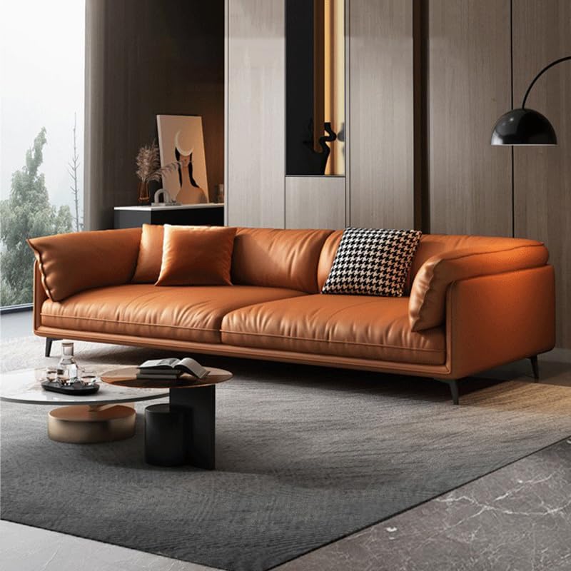 Comfynest Cushion Back Modern Wood Sofa Pillow Top Arm - Abrasive Cloth 160 X 90 X 85 Cm Brown - Image 4