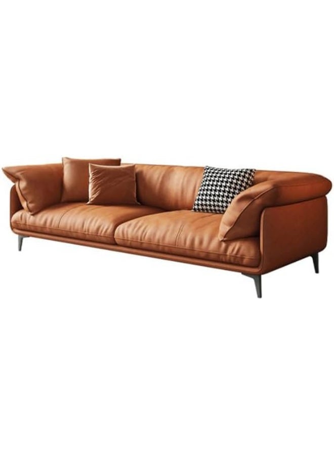 Comfynest Cushion Back Modern Wood Sofa Pillow Top Arm - Abrasive Cloth 160 X 90 X 85 Cm Brown - Image 5