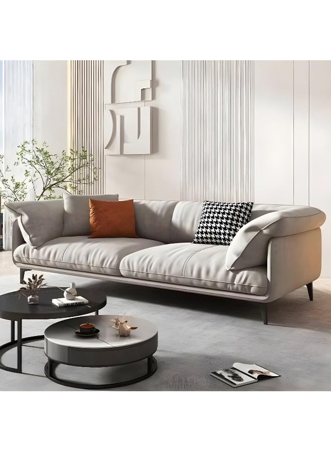 Comfynest Cushion Back Modern Wood Sofa Pillow Top Arm - Abrasive Cloth 160 X 90 X 85 Cm Brown - Image 2