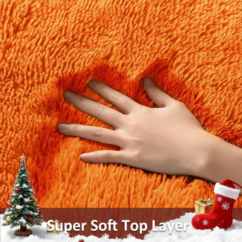 Ophanie Orange Fall Rugs for Bedroom Living Room, Fluffy Fuzzy Furry Carpet, Plush Soft Shaggy Bedside Indoor Floor 4x6 Area Rug for Kids Girls Boys Baby Teen Dorm Nursery Home Decor Aesthetic - Image 2