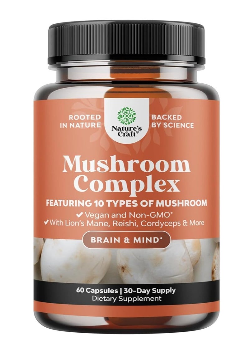 Nature's Craft - Extra Strength Mushroom Complex Lions Mane 60 Capsules - Image 1