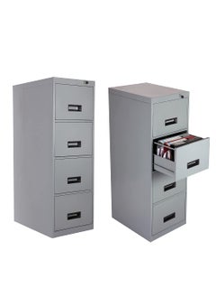 Laxmi KAPAT Laxmi KAPAT 4 Drawer Metal File Storage Cabinet with Central Locking System Can Store Upto 52 to 112 Files 3 Year Warranty Powder Coated 54 X 185 X 27 Inch Grey  - Image 1