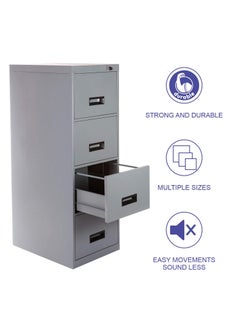 Laxmi KAPAT Laxmi KAPAT 4 Drawer Metal File Storage Cabinet with Central Locking System Can Store Upto 52 to 112 Files 3 Year Warranty Powder Coated 54 X 185 X 27 Inch Grey  - Image 4