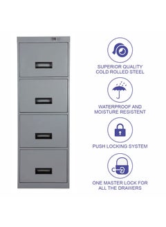 Laxmi KAPAT Laxmi KAPAT 4 Drawer Metal File Storage Cabinet with Central Locking System Can Store Upto 52 to 112 Files 3 Year Warranty Powder Coated 54 X 185 X 27 Inch Grey  - Image 5