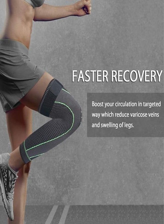 QTM Full Leg Sleeves Long Compression Leg Sleeve Knee Sleeves Protect Leg, for Man Women Basketball, Arthritis Cycling Sport. (GREEN, LARGE) - Image 4