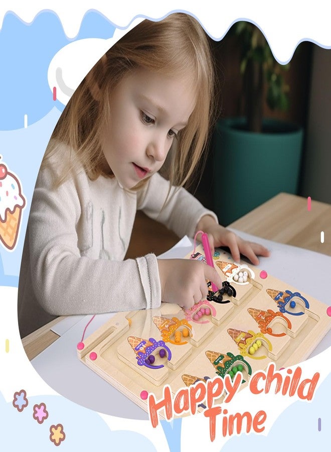 Hoarosall Magnetic Color and Number Maze Toy, Wooden Magnet Balls Educational Toys, Fine Motor Skills Activities, Montessori Gift Sensory Toys for Girls 3-6 Years Old, Preschool Busy Board for Kids - Image 3