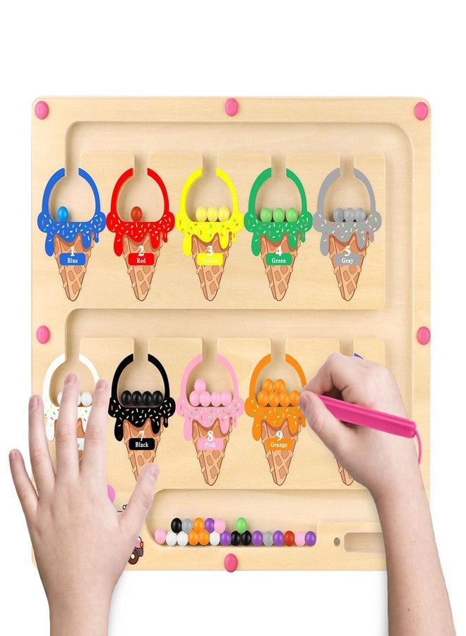 Hoarosall Magnetic Color and Number Maze Toy, Wooden Magnet Balls Educational Toys, Fine Motor Skills Activities, Montessori Gift Sensory Toys for Girls 3-6 Years Old, Preschool Busy Board for Kids - Image 1