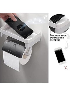 MIXDE Xspring Toilet Paper Holder, Self Adhesive Toilet Roll Holder, Toilet Paper Holder with Shelf, Wall Mount Toilet Paper Roll Holder, Toilet Tissue Holder for Bathroom, Kitchen, Washroom (White)  - Image 2