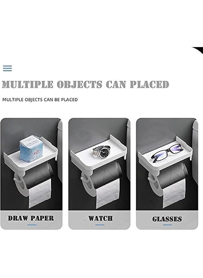 MIXDE Xspring Toilet Paper Holder, Self Adhesive Toilet Roll Holder, Toilet Paper Holder with Shelf, Wall Mount Toilet Paper Roll Holder, Toilet Tissue Holder for Bathroom, Kitchen, Washroom (White)  - Image 3