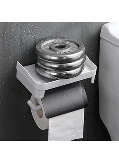 MIXDE Xspring Toilet Paper Holder, Self Adhesive Toilet Roll Holder, Toilet Paper Holder with Shelf, Wall Mount Toilet Paper Roll Holder, Toilet Tissue Holder for Bathroom, Kitchen, Washroom (White)  - Image 4