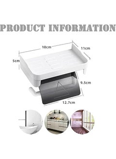 MIXDE Xspring Toilet Paper Holder, Self Adhesive Toilet Roll Holder, Toilet Paper Holder with Shelf, Wall Mount Toilet Paper Roll Holder, Toilet Tissue Holder for Bathroom, Kitchen, Washroom (White)  - Image 5
