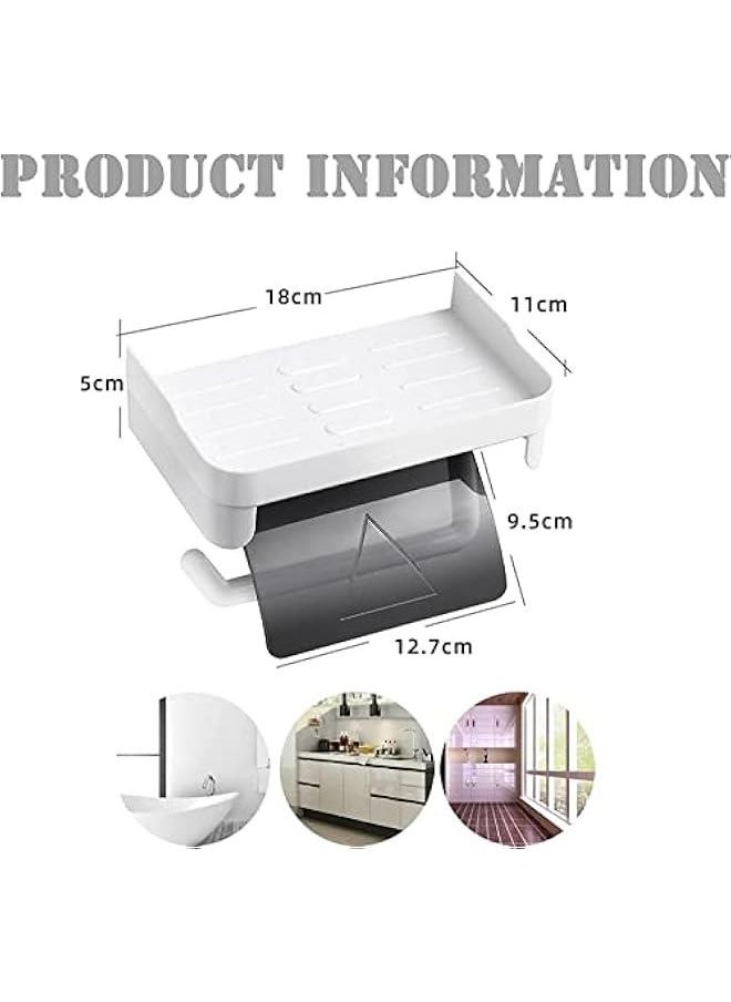 MIXDE Xspring Toilet Paper Holder, Self Adhesive Toilet Roll Holder, Toilet Paper Holder with Shelf, Wall Mount Toilet Paper Roll Holder, Toilet Tissue Holder for Bathroom, Kitchen, Washroom (White)  - Image 5