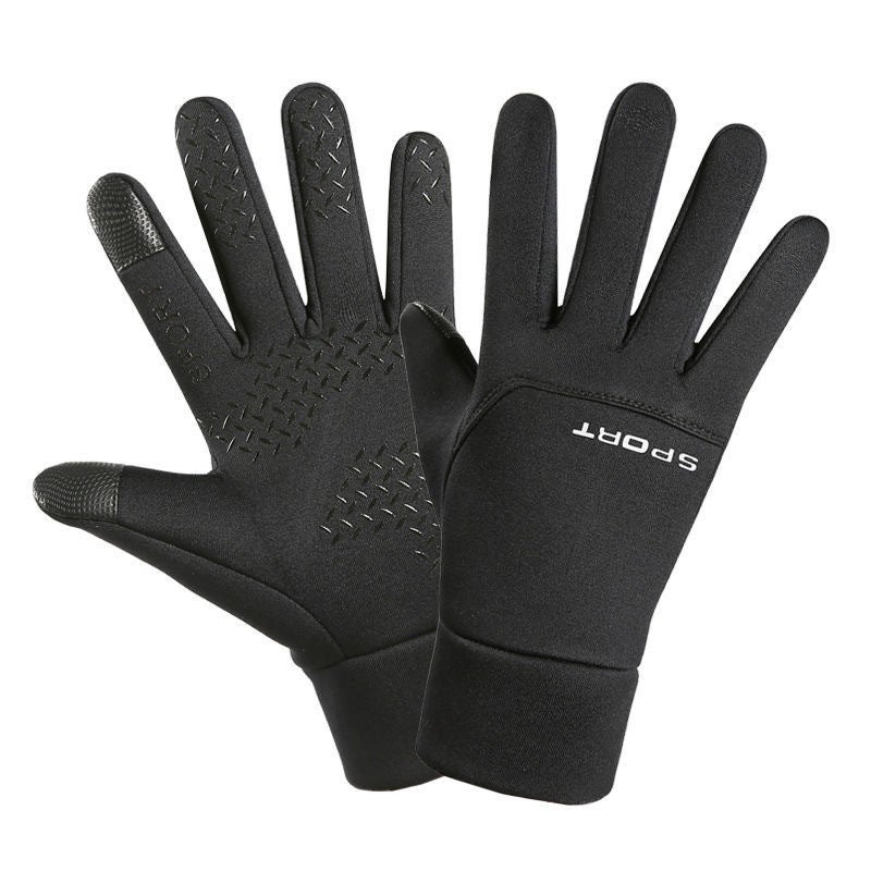 Mens Winter Fleece-Lined Touchscreen Gloves with Anti-Slip GripUnilateral-Black Full Finger Unilateral-Black Full Finger 