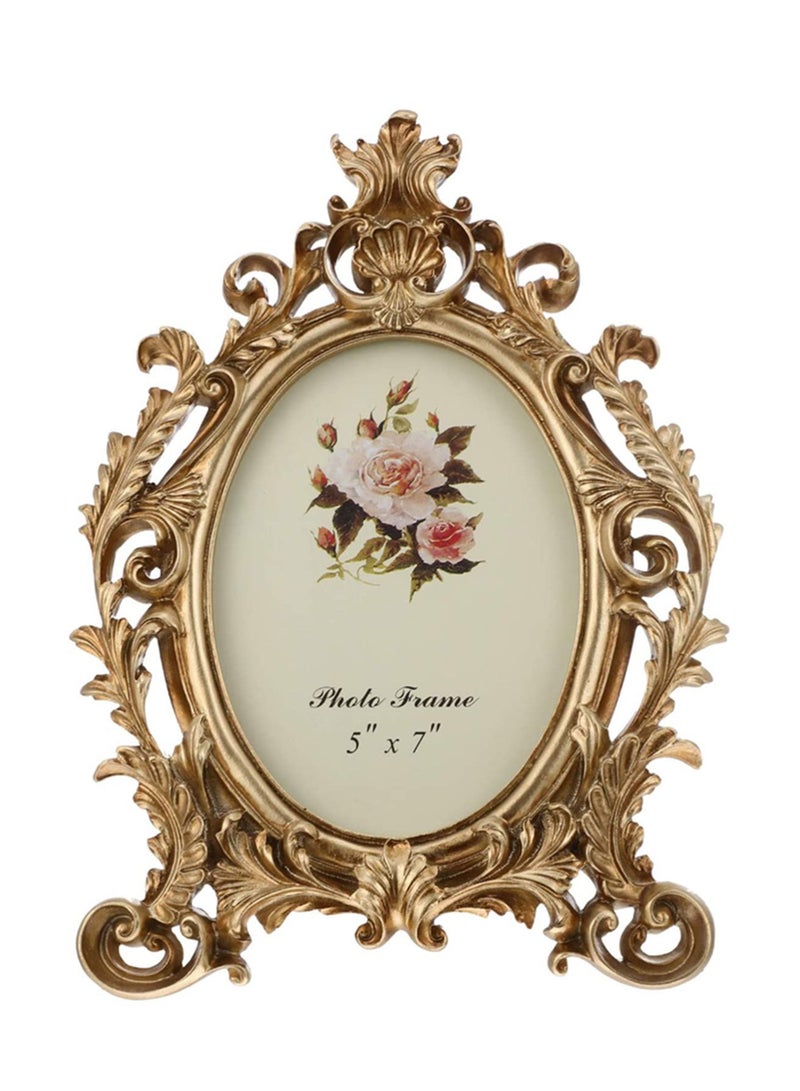 Picture Frames, European Style Vintage Picture Frames, Oval Antique Photo Frame for Living Room Decor Wall Gallery or Tabletop Photo Display(7 Inches) - Image 1