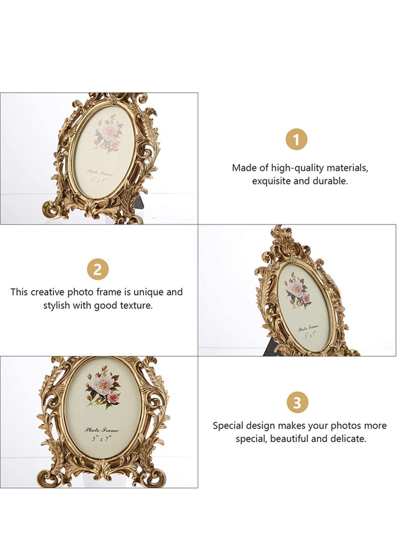 Picture Frames, European Style Vintage Picture Frames, Oval Antique Photo Frame for Living Room Decor Wall Gallery or Tabletop Photo Display(7 Inches) - Image 4