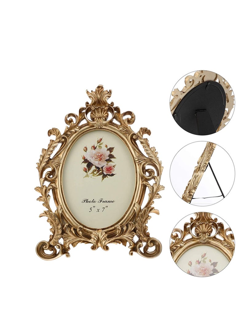 Picture Frames, European Style Vintage Picture Frames, Oval Antique Photo Frame for Living Room Decor Wall Gallery or Tabletop Photo Display(7 Inches) - Image 5