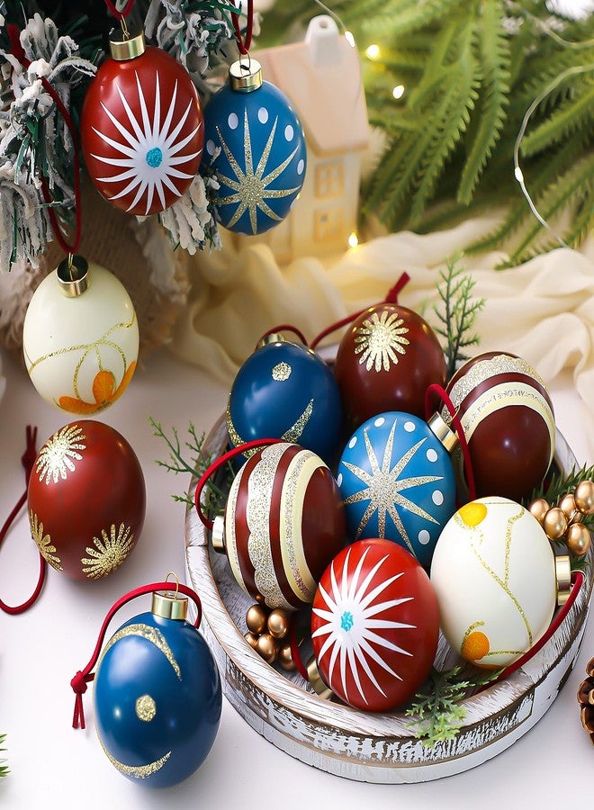 Leinuosen 12 Pcs Retro Mid Century Modern Christmas Ornaments, Vintage Neutral Christmas Ornament Retro Shatterproof Hanging Ball Decorations, Vintage Mid Century Holiday Decor - Image 2