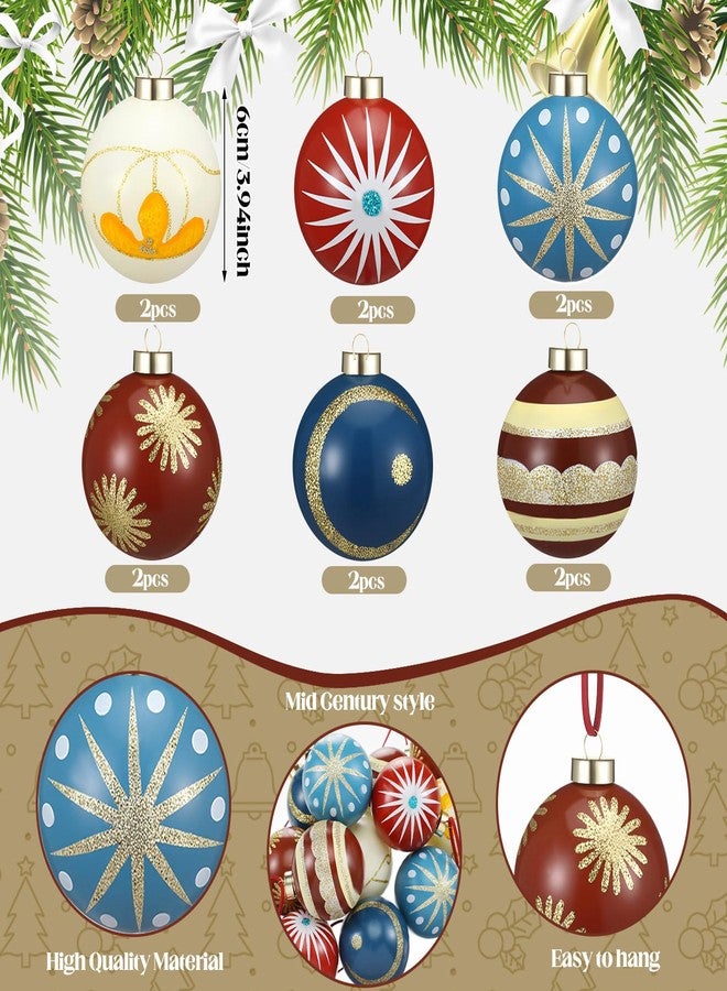 Leinuosen 12 Pcs Retro Mid Century Modern Christmas Ornaments, Vintage Neutral Christmas Ornament Retro Shatterproof Hanging Ball Decorations, Vintage Mid Century Holiday Decor - Image 3