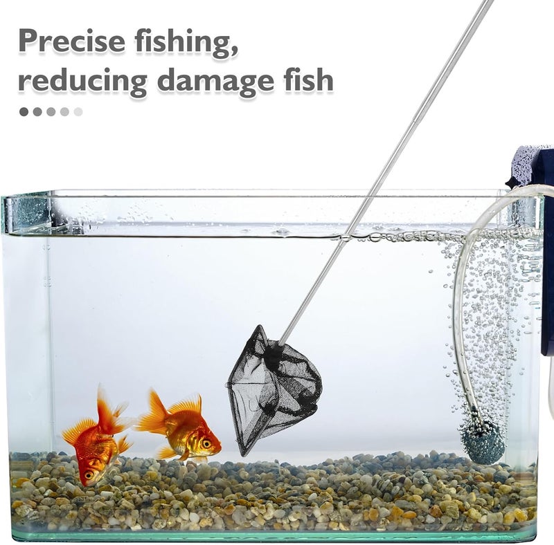 Retractable Fishing Net and Telescopic Aquarium Skimmer Net with Stainless Steel Handle, 3D Shrimp Catcher for Fish Tank and Pond Cleaning, - Image 2