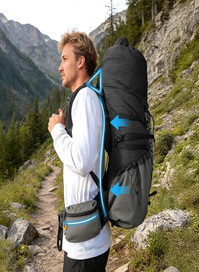 Night Cat Internal-frame Hiking Backpcack: 50L / 60L / 70L Roll Top Lightweight Travel Backpack with Rain Cover for Men Women Hiking Camping Backpacking Black - Image 4