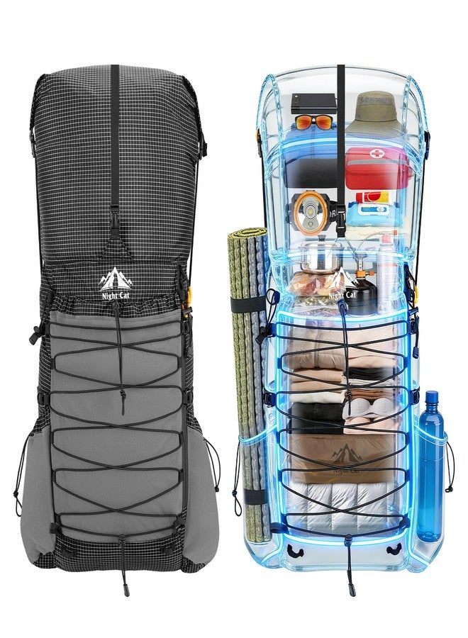 Night Cat Internal-frame Hiking Backpcack: 50L / 60L / 70L Roll Top Lightweight Travel Backpack with Rain Cover for Men Women Hiking Camping Backpacking Black - Image 5