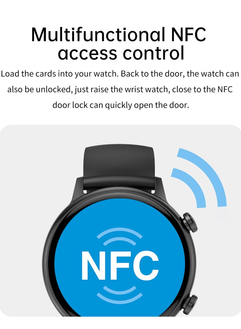 ساعة ذكية نسائية بشاشة أموليد دائرية HK39 بحجم 1.1 بوصة شحن مغناطيسي مقاومة للماء NFC وتطبيق FitCloudPro مع خاصية المكالمات - Image 5