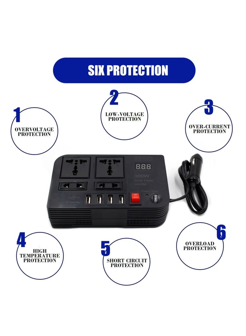 BYGD 300W Car Power Inverter – Dual USB and AC Outlet for Convenient Charging of Laptops, Phones & Small Devices - Image 4