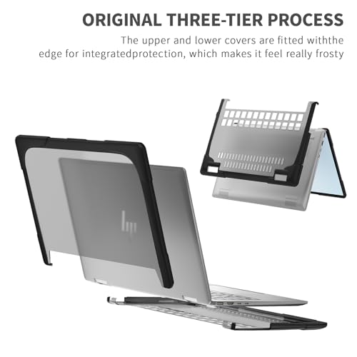 Batianda Protective Case for 14" HP Envy X360 2-in-1 2K Touch-Screen Laptop 2024 Release- Shockproof Design Matte Finish Durable Cover with TPU Edges Scratch-Resistant Stylish, Black - Image 3
