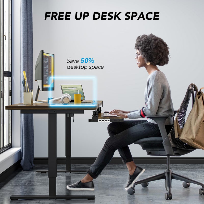 AX WABER Keyboard Tray Under Desk Pull Out with Extra Sturdy C Clamp Mount System, 27.3 (32.5 inch Including Clamps) x 11 Inch Slide-Out Platform Computer Drawer for Typing Vintage AX01WG02 - Image 4