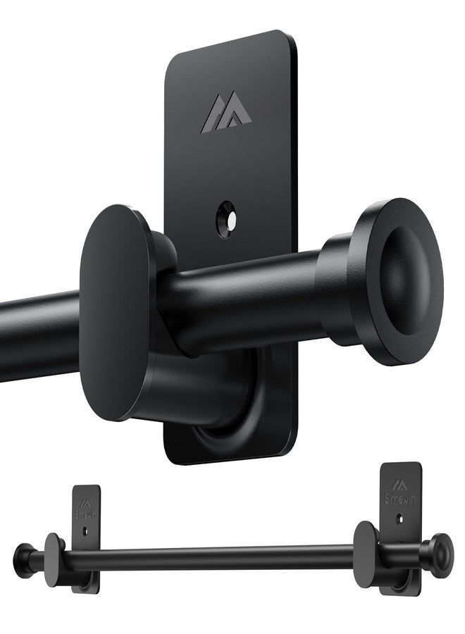 SIMEWIN No Drill Curtain Rods No Drilling for Windows 30 to 90 Inches,5/8 Inch Diameter No Drill Small Curtain Rod Set with 3M Adhesive Brackets, Black - Image 1