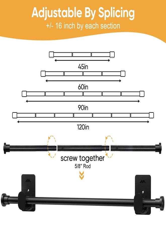 SIMEWIN No Drill Curtain Rods No Drilling for Windows 30 to 90 Inches,5/8 Inch Diameter No Drill Small Curtain Rod Set with 3M Adhesive Brackets, Black - Image 4