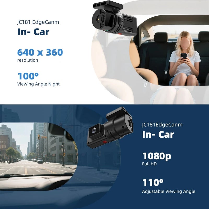 جيمي ملحقات كاميرا Jimi JC181 Mini 4G Car Camera With Live Stream Dual Cameras GPS Tracking Wifi Hotspot Multiple Alarms DVR Dash Cam APP Web - Image 3