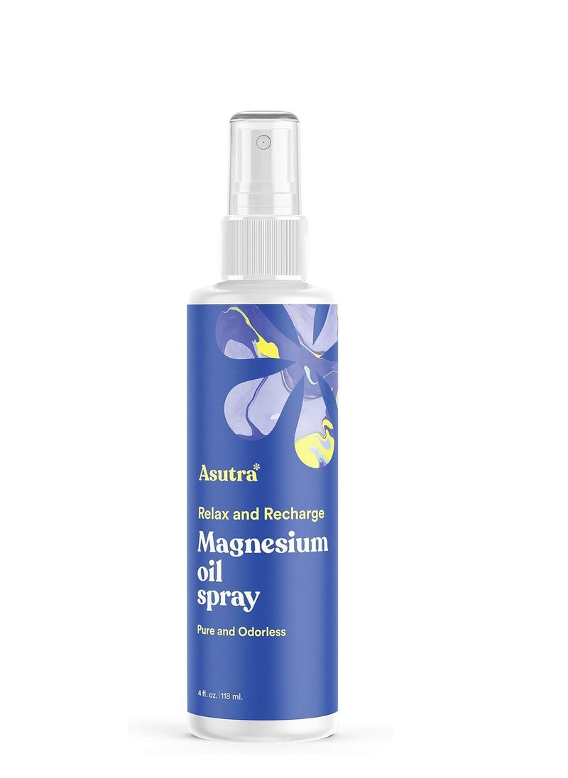 Asutra ASUTRA Magnesium Oil Spray, 4 fl oz - Topical Magnesium, Rapid Absorption, Pure, Odorless and Non-Greasy, Magnesium Derived from Zechstein Seabed  - Image 1