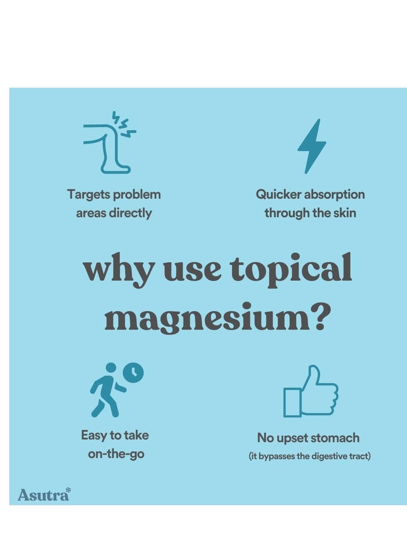 Asutra ASUTRA Magnesium Oil Spray, 4 fl oz - Topical Magnesium, Rapid Absorption, Pure, Odorless and Non-Greasy, Magnesium Derived from Zechstein Seabed  - Image 2