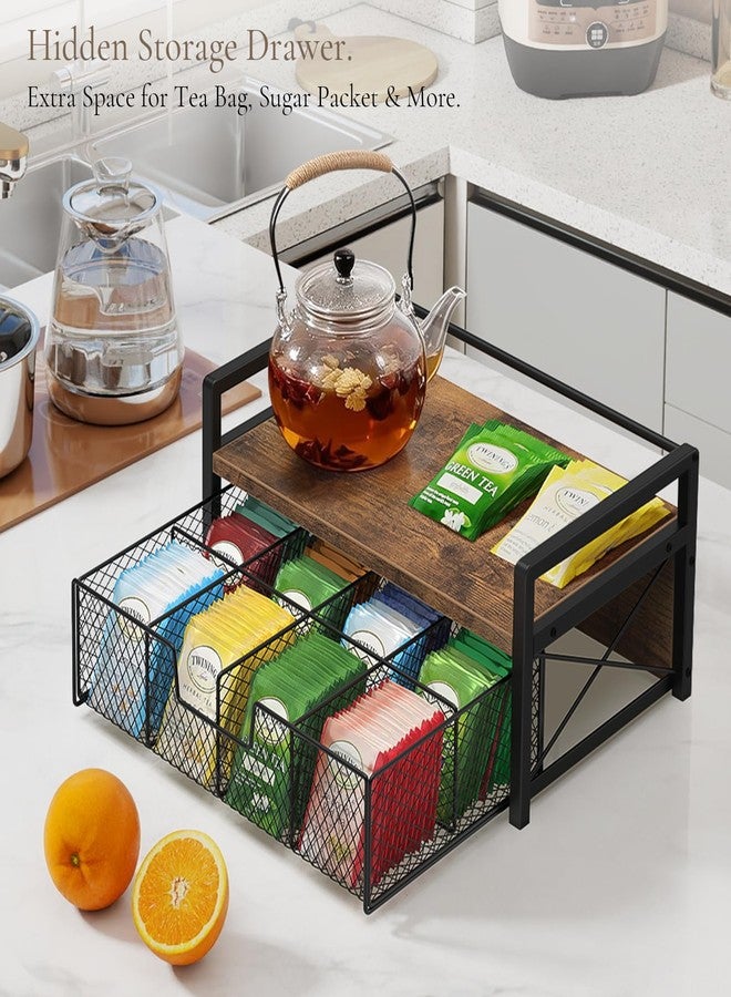 BCOZLUX Tea Bag Organizer, Wooden Tea Organizers and Storage Box with Drawer, Teabag Holder and Display Caddy for Countertop, Tea Station Chest Organizer (Rustic Brown) - Image 5