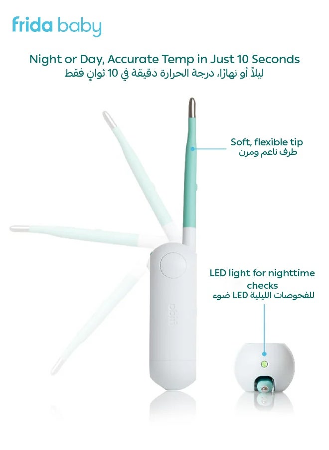 3-in-1 True Temp Thermometer - Quick & Accurate Digital Baby Thermometer for Rectal, Oral & Armpit Use - LED Light, Flexible Tip, Water-Resistant