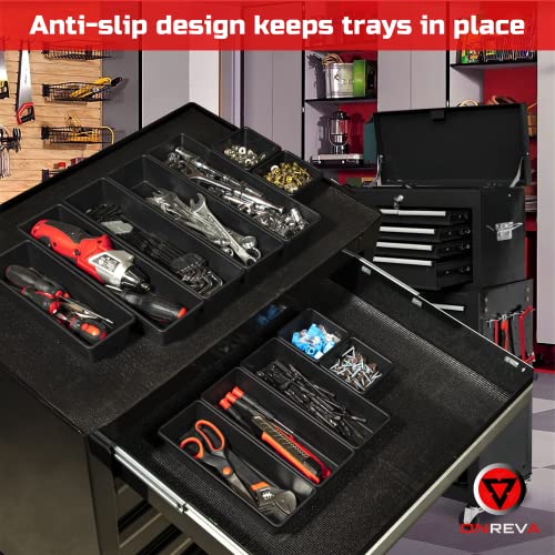 ONREVA Tool Box Organizer Tray Divider Set, Extra Large Toolbox Trays, Tool Box Organizers and Storage Kit, Rolling Tool Chest Drawer Bins, Hardware Screwdrivers Pliers Organization, 6pcs - Image 5