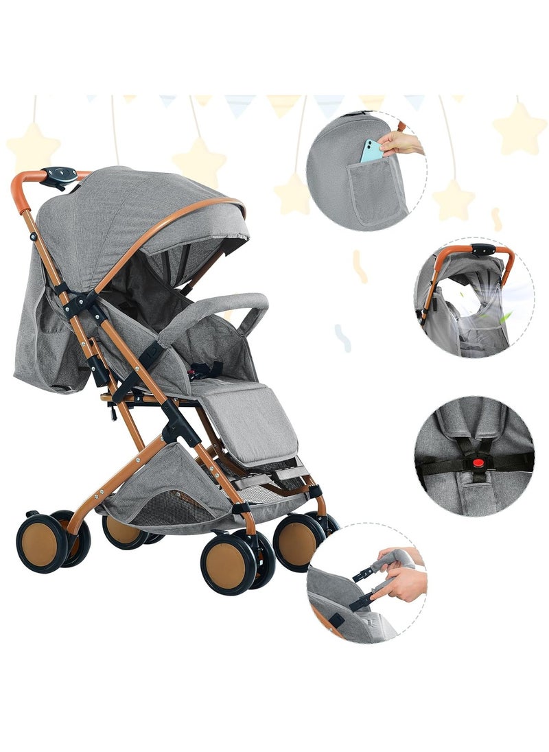 Everything For Kids Lightweight Travel Baby Stroller Compact Easy One-Hand Folding And Multi-Position Adjustable For Newborn with 5-Point Safety Harness  - Image 4