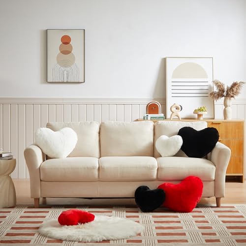 EastTree Heart Pillows, Black Heart Shaped Pillows, Love Throw Pillows Gifts, Ultra Soft Faux Rabbit Fur Small Cute Pillows, Women Girls Kid Room Decor 10x13 Inch - Image 4