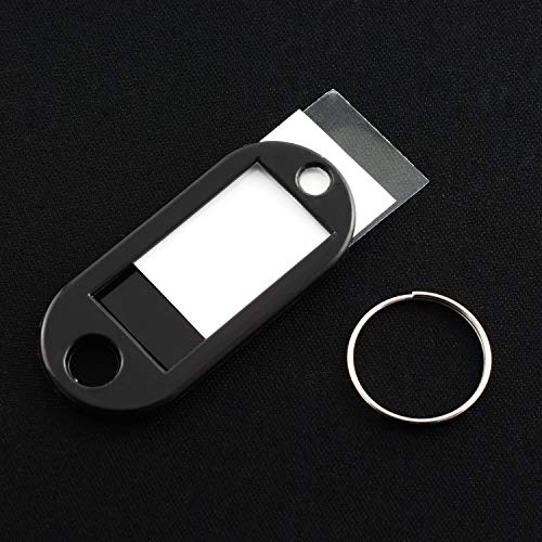 Lind Kitchen 40pcs Black Key Ring Label Tags Plastic Keys Holder and Identifier Name Number Address Information Label Card for Keys ID 5x2.2cm - Image 5